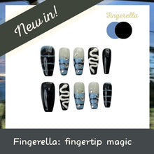 Load image into Gallery viewer, Medusa Snake Blue Black Pattern Nails Gothic Punk| 10pc Handmade
