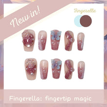 Load image into Gallery viewer, Butterfly Dreamland Pink Shinny Elegant Nails| 10pc Handmade
