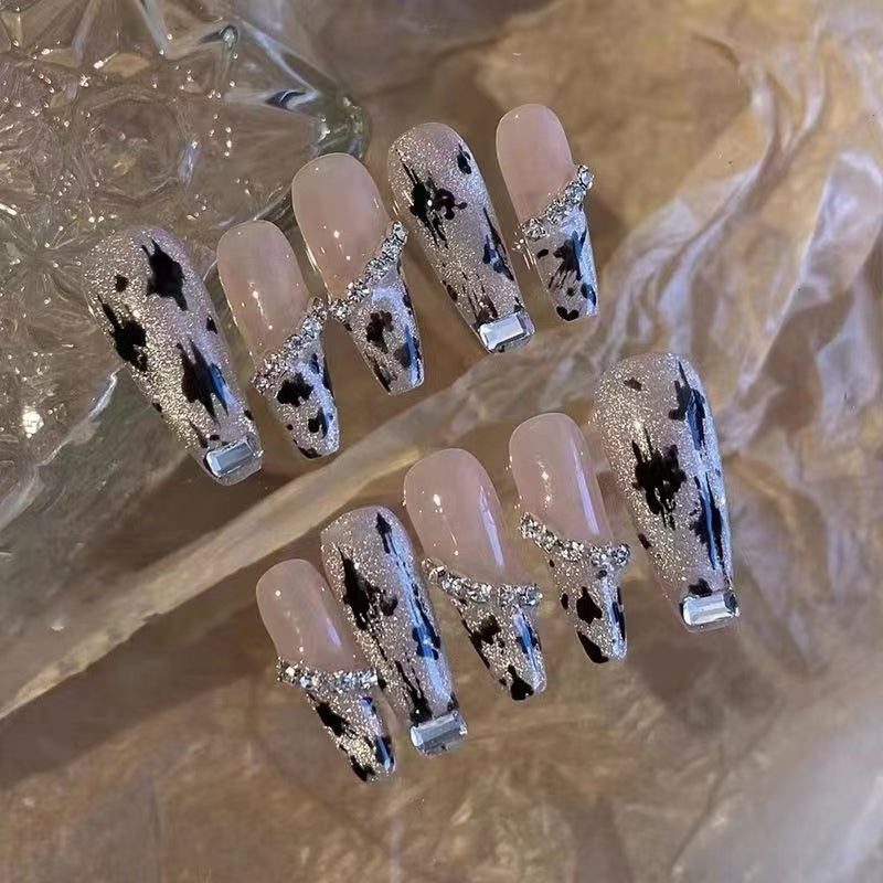 Clearance! 40%OFF: Leopard Prints Rhinestone Sexy Nails| 10pc Handmade Best Press-on Nails Award-Winning Glue-on Nails